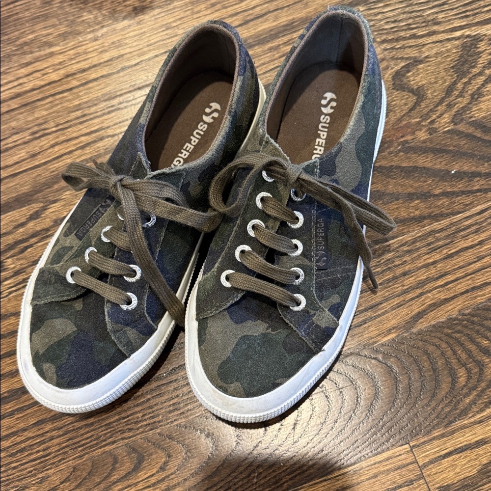 Superga Shoes Womens Size 6 Camo Camouflage Green Low Top